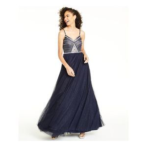 SAY YES TO THE DRESS Womens Navy Spaghetti Strap Formal Dress Juniors 15